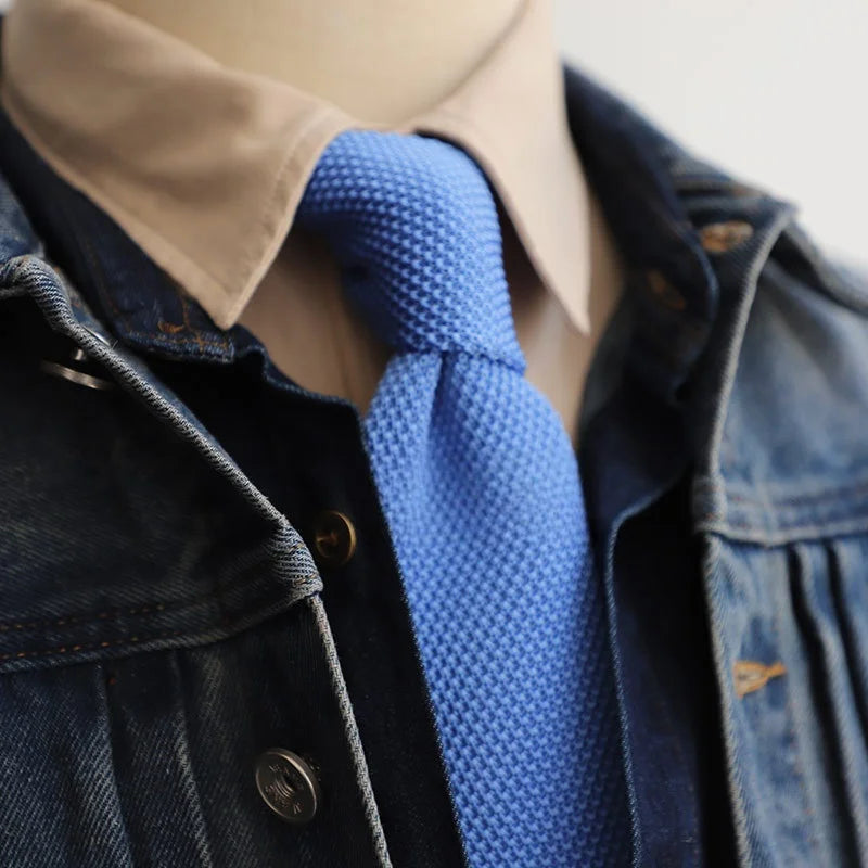 6CM Knit Tie Slim Fashion Knitted Ties For Men Solid Black White Blue Burgundy Knitted Skinny Men Necktie Good Vibrations
