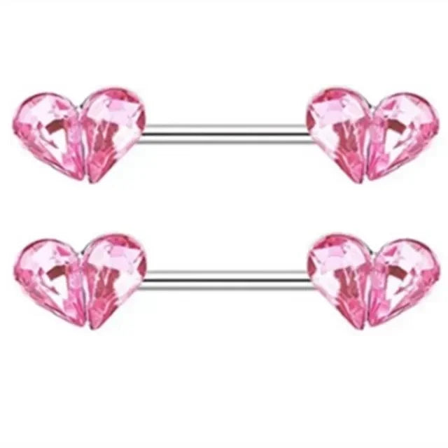 Pink Devil Nipple Piercing Jewelry Set Heart Crystal Nipple Rings Bulk Shiny Butterfly Nipple Barbell Dangle Lot Piercing Pezon