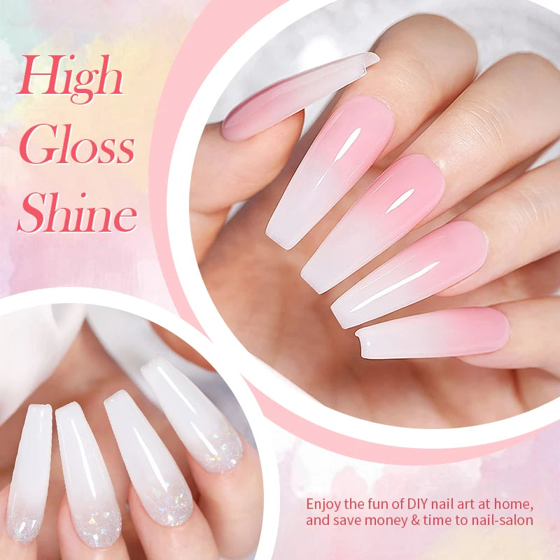 BORN PRETTY 15ml Milky Pink Rubber Base Gel Nail Polish Glitter Semi-Permanent Varnish Soak Off Self Leveling UV LED Polish Good Vibrations