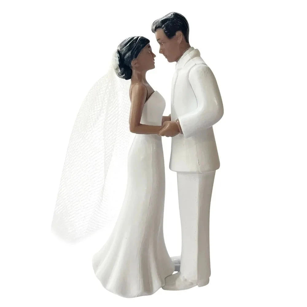 Anniversary Decoration Couple Wedding Cake Topper Elegant Creative Cake Toppers Dolls PVC White/Black Bride & Groom Figurines Good Vibrations