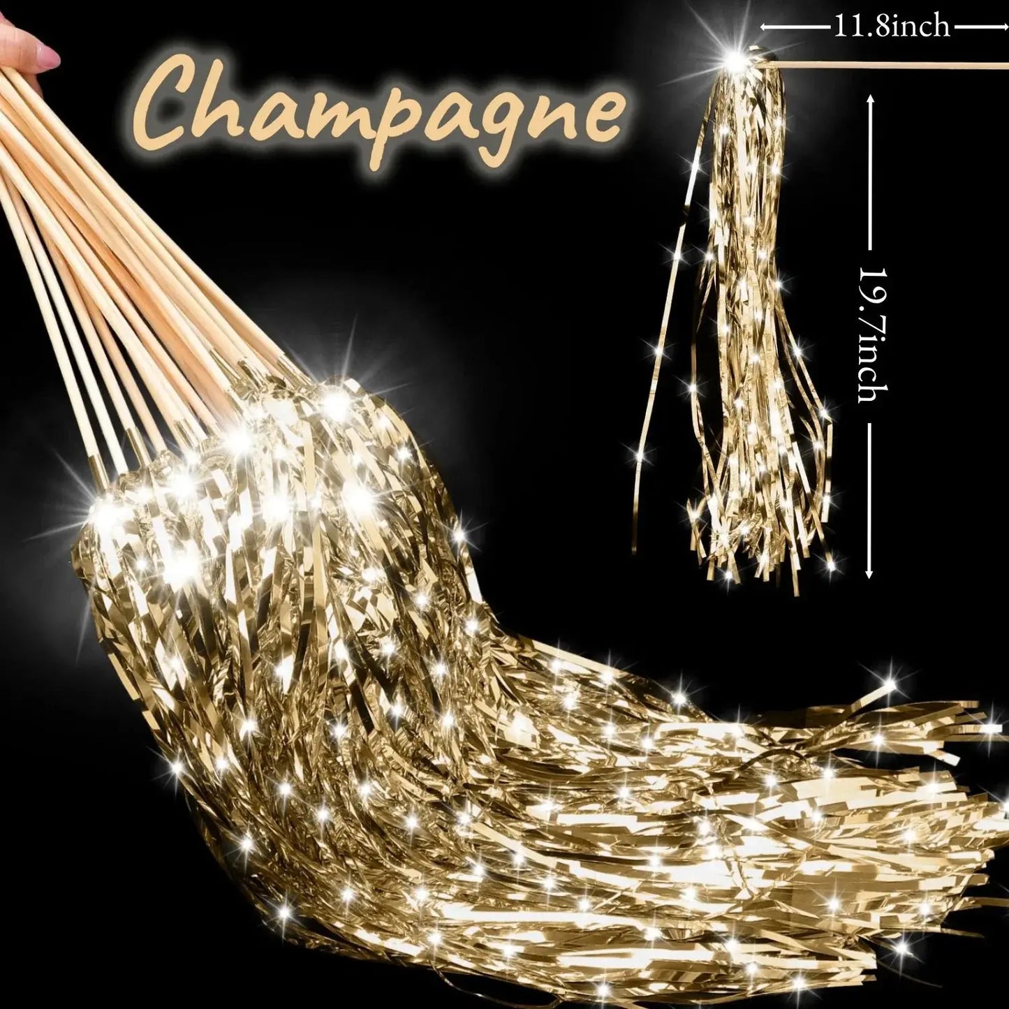 24-150Pcs Lighted Wedding Wands LED Tinsel Wedding Wands Light up Wedding Streamers for Wedding Send off Exits Party Favors Good Vibrations