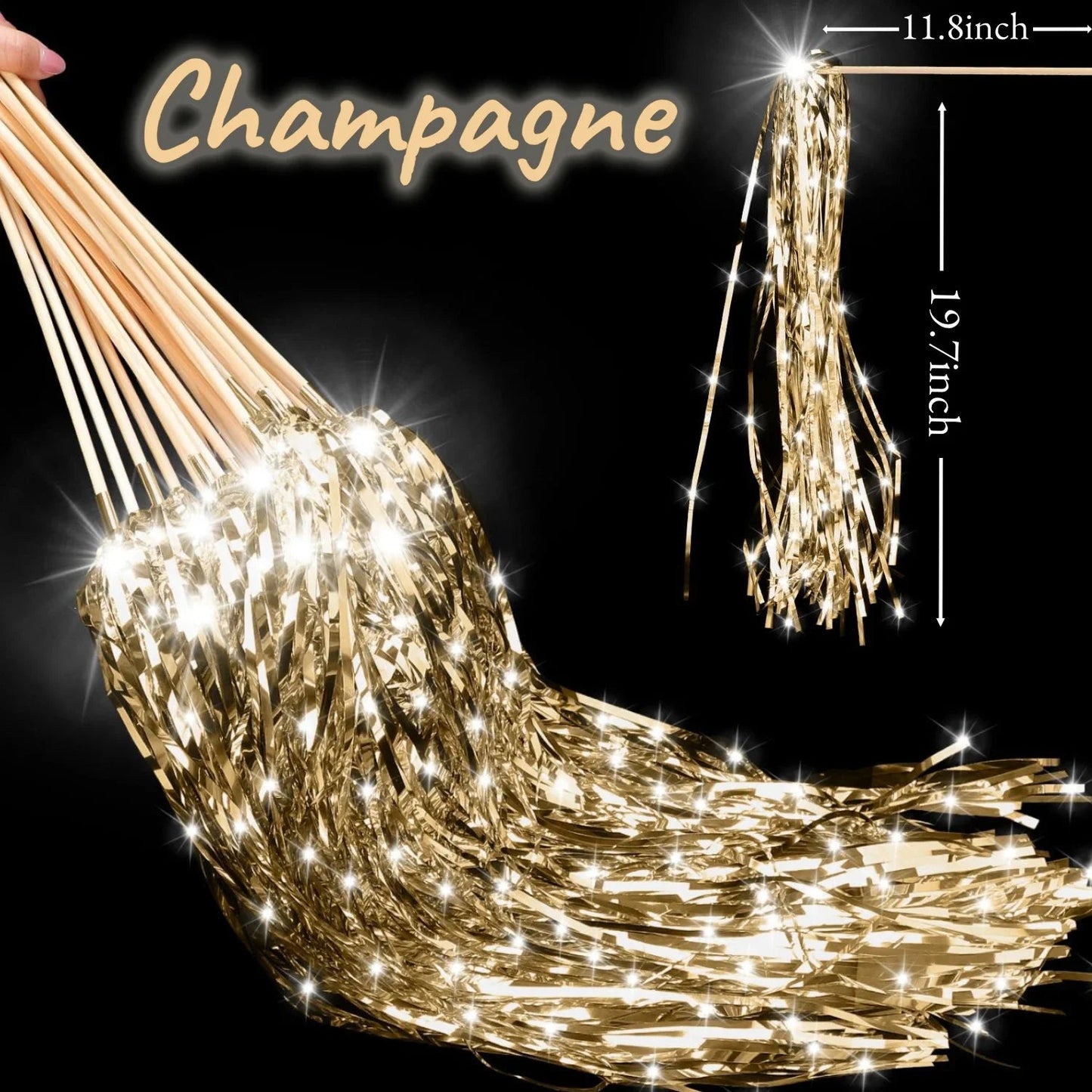 24-150Pcs Lighted Wedding Wands LED Tinsel Wedding Wands Light up Wedding Streamers for Wedding Send off Exits Party Favors Good Vibrations