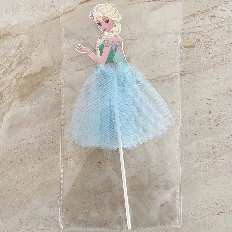 1pcs/lot Tangled Snow White Jasmine Princess Theme Birthday Party Girls Favor Decorate Tiana Beauty Beast Design Cupcake Toppers Good Vibrations