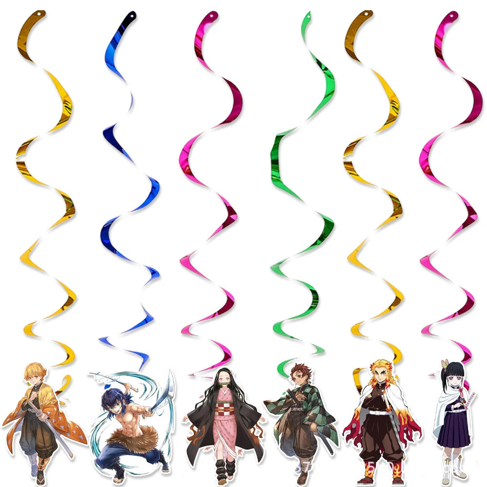 Kimetsu No Yaiba Cake Toppers Demon Slayer Theme Cake Decor For Baby Shower Kids Boys Birthday Party Cake Flag Decorations Good Vibrations