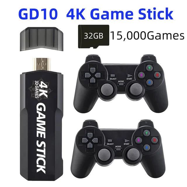 2025 New Video Game Console Double Wireless Controller Game Stick Retro Game Console 4K HD 128G 40000 Games 2.4G For PSP PS1 GBA Good Vibrations