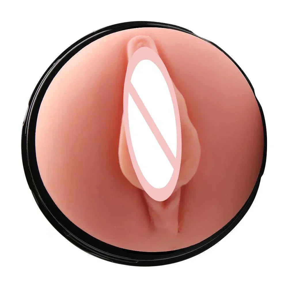 Male masturbation cup with silicone material and double head design for glans training.