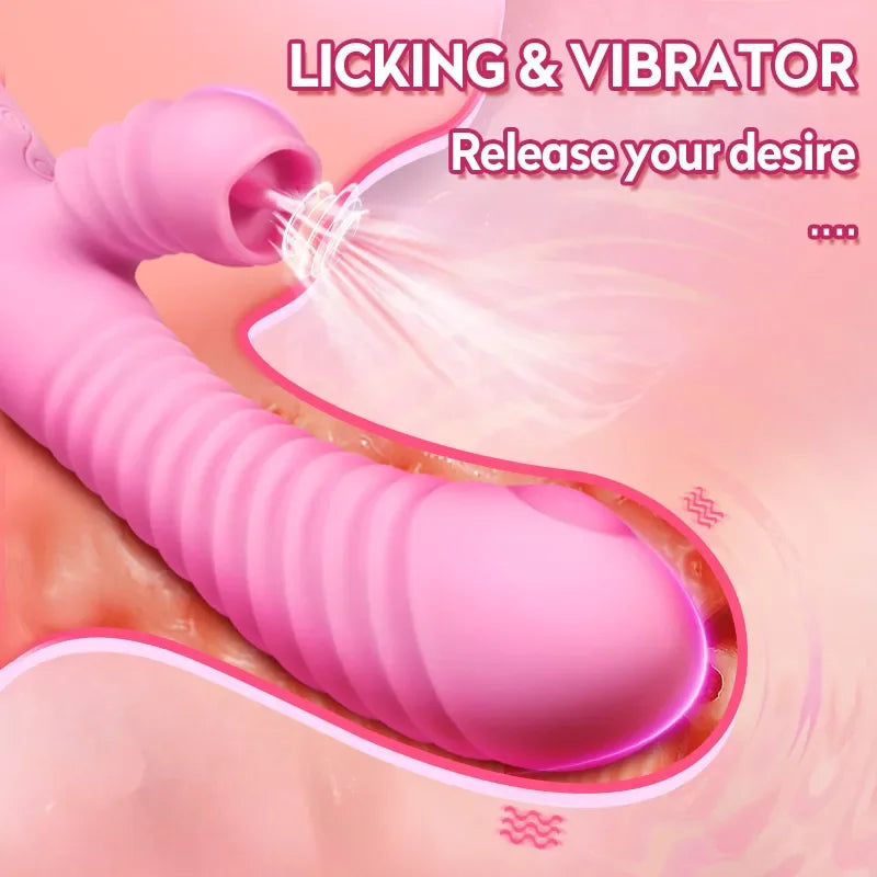 Vibrator For Women 2 In 1 Licking Machine Clitoris Stimulator G-Spot Powerful Vibro Dildo Wand Female Clit Sucker Adult Sex Toys Good Vibrations Adult Super Store