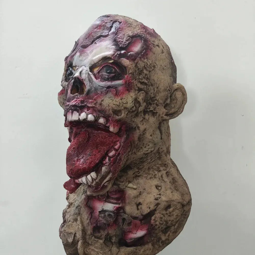 Halloween Horror Walking Dead Zombie Full Head Mask Adult Latex Zombie Mask Scary Spit Out Tongue Full Face Stage Show Face Mask Good Vibrations