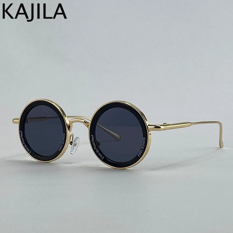 Small Frame Round Steampunk Sunglasses Men 2025 Luxury Brand Retro Punk Sun Glasses For Male Classic Driving Eyewear UV400 Good Vibrations