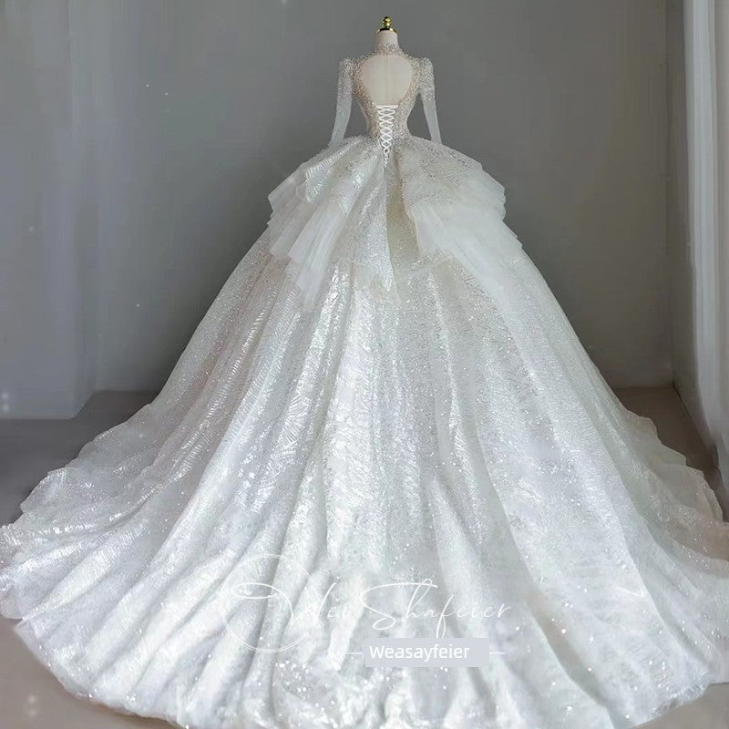 Short Long-Sleeved Socialite Wedding Dress