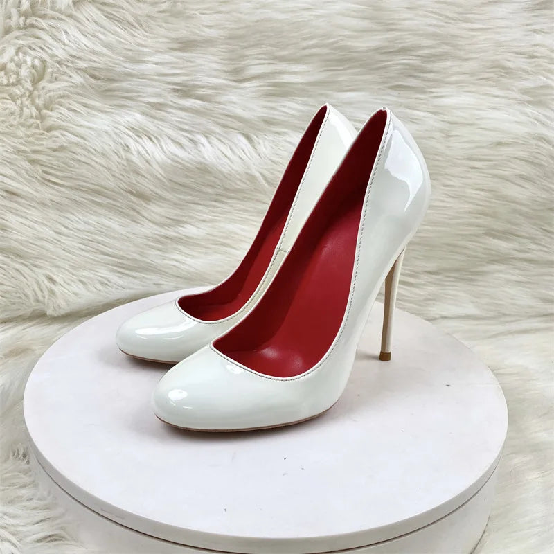 10CM 12CM Woman Stiletto Heels Fashion Round Toe Leather Women Shoes Spring Autumn Black Super High Heel Work Shoes Female Pumps Good Vibrations