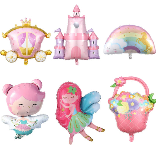 1pc Fairy Tale Princess Castle Balloon Flower Fairy Vintage Car Foil Balloon Fairy Theme Birthday Party Decor Baby Shower Supply Good Vibrations