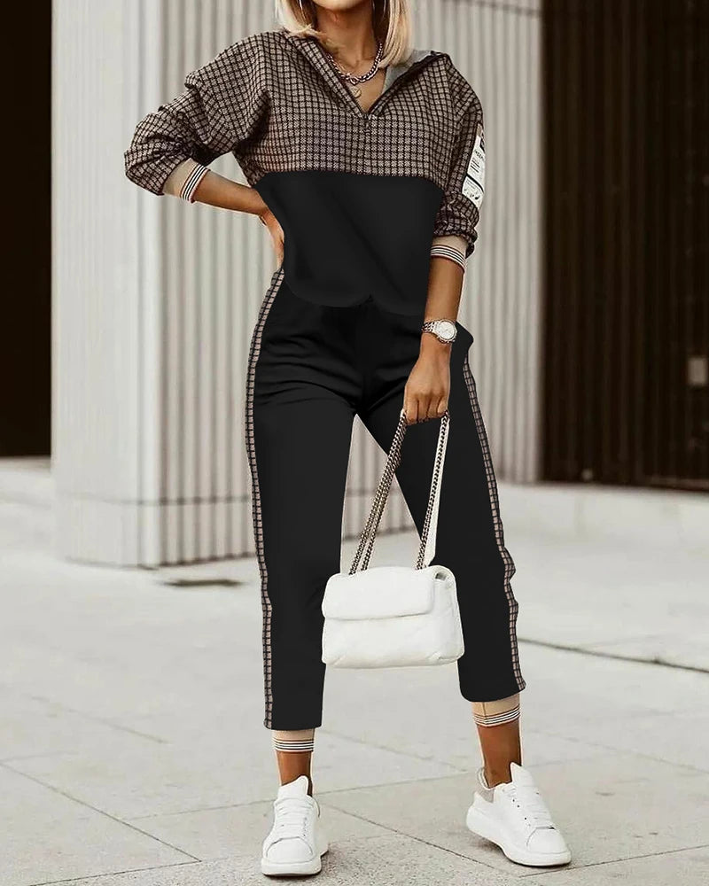Ladies Commuter Wear Notched Collar Long-Sleeve Suit Jacket Casual Pants Elegant Office Work Clothes 2023 Fashion Two-Piece Set Good Vibrations
