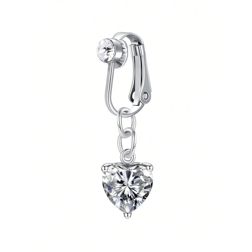 Fake Belly Ring Bell Button Rings Fake Belly Piercing Love Heart Butterfly Dangle Clip On Umbilical Navel Cartilage Earring Clip Good Vibrations Adult Super Store