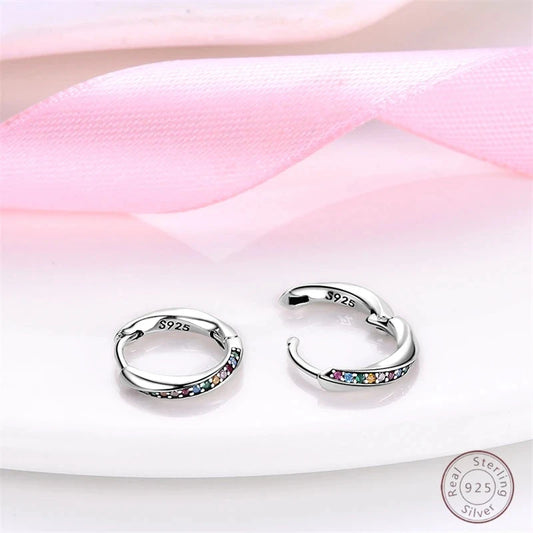 Hot 925 Sterling Silver Earrings Charm Simple Shiny Zircon Wedding Women Jewelry Gift Good Vibrations