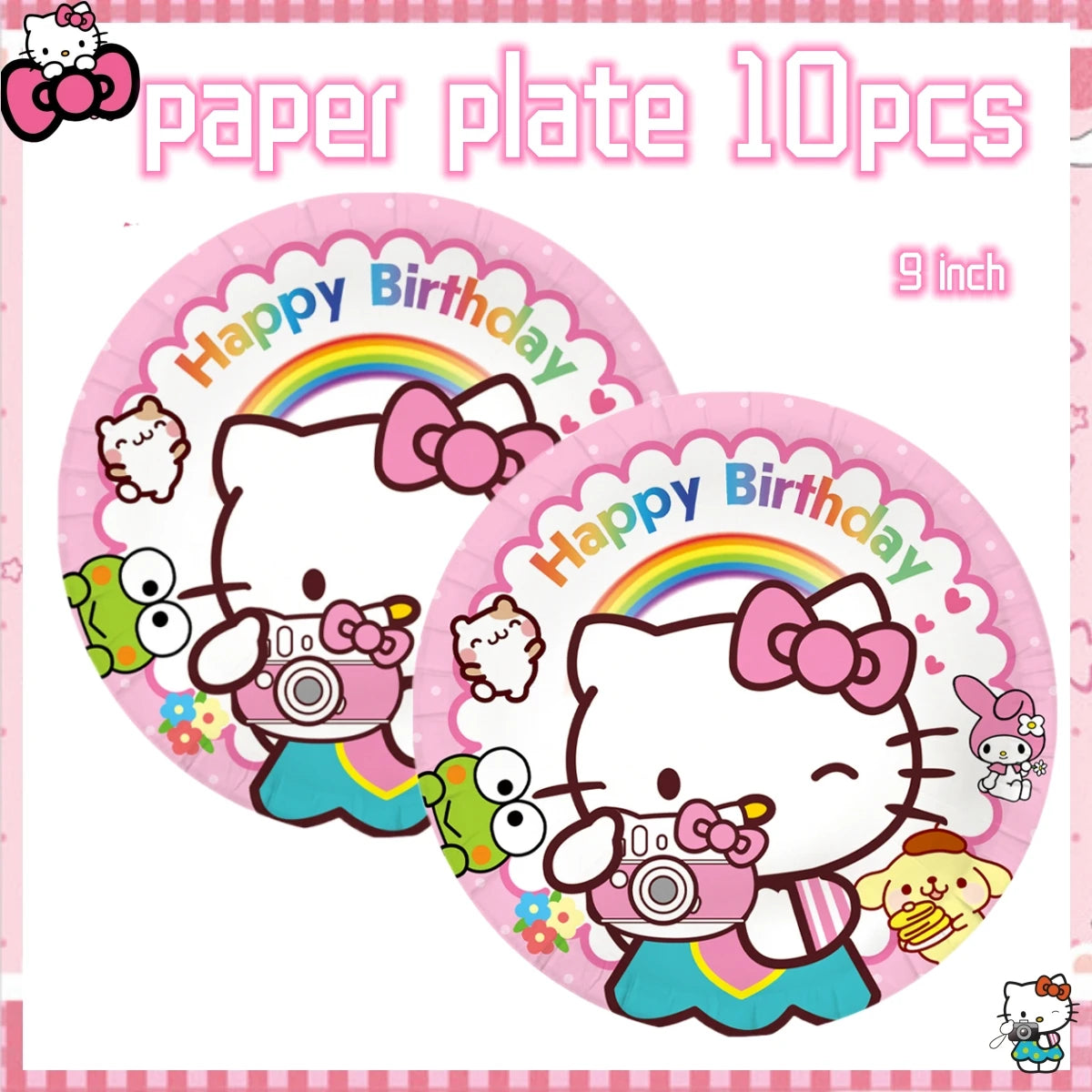 Hello Kitty Birthday Party Decoration Disposable Tableware Cup Plate Tablecloth Balloons Baby Shower Girls Party favors Supplies Good Vibrations