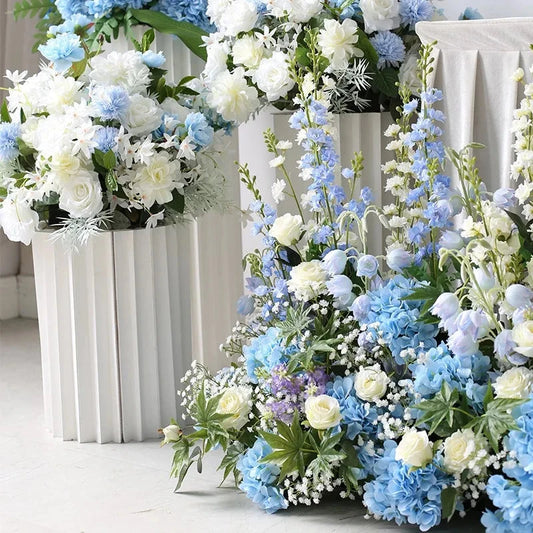 2m Rose Delphinium Flower Row Wedding Artificial Table Floral Commercial Plaza Partition Hotel Scene Layout Floor Flowers Decor Good Vibrations