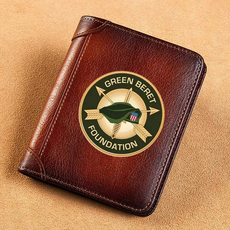 High Quality Genuine Leather Men USA FBI Department Of Justice Printing Cover Short Card Holder Purse Luxury Brand Male Wallet Good Vibrations