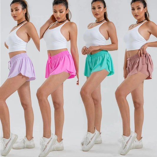 2 in 1 Flowy Sports Shorts Women Running Short Butterfly Tennis Skirt with Pockets Gym Yoga Athletic Biker Spandex Skirts Summer Good Vibrations