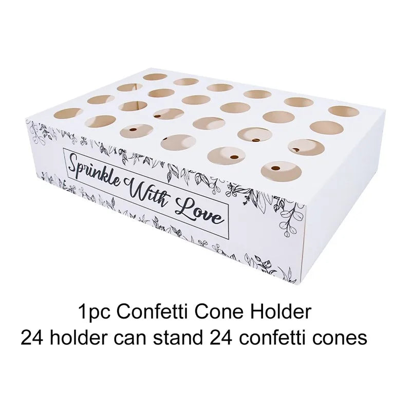Kraft Paper Wedding Tray Confetti Cone Stand Box Tray Rustic Wedding Decoration Wedding Confetti Cones Wedding Cones Set supply Good Vibrations