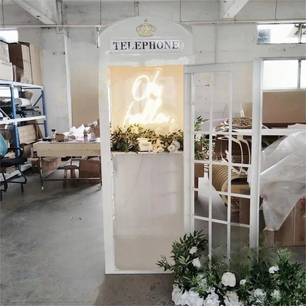 Wedding London Classic 1.8m/2m/2mhite Phone Booth Flower Phone Booth Metal Pink Phone Booth London Classic Phone Booth for Sale Good Vibrations