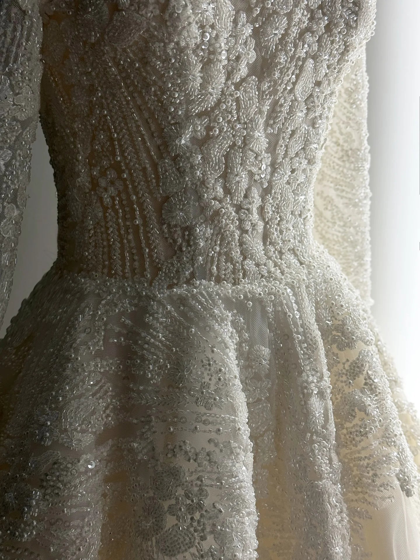Sharon Said Elegant Luxury Dubai Beading Pearls Long Sleeves V-Neck Wedding Dress Princess Arabic Bride Dress SW518 Customized Good Vibrations