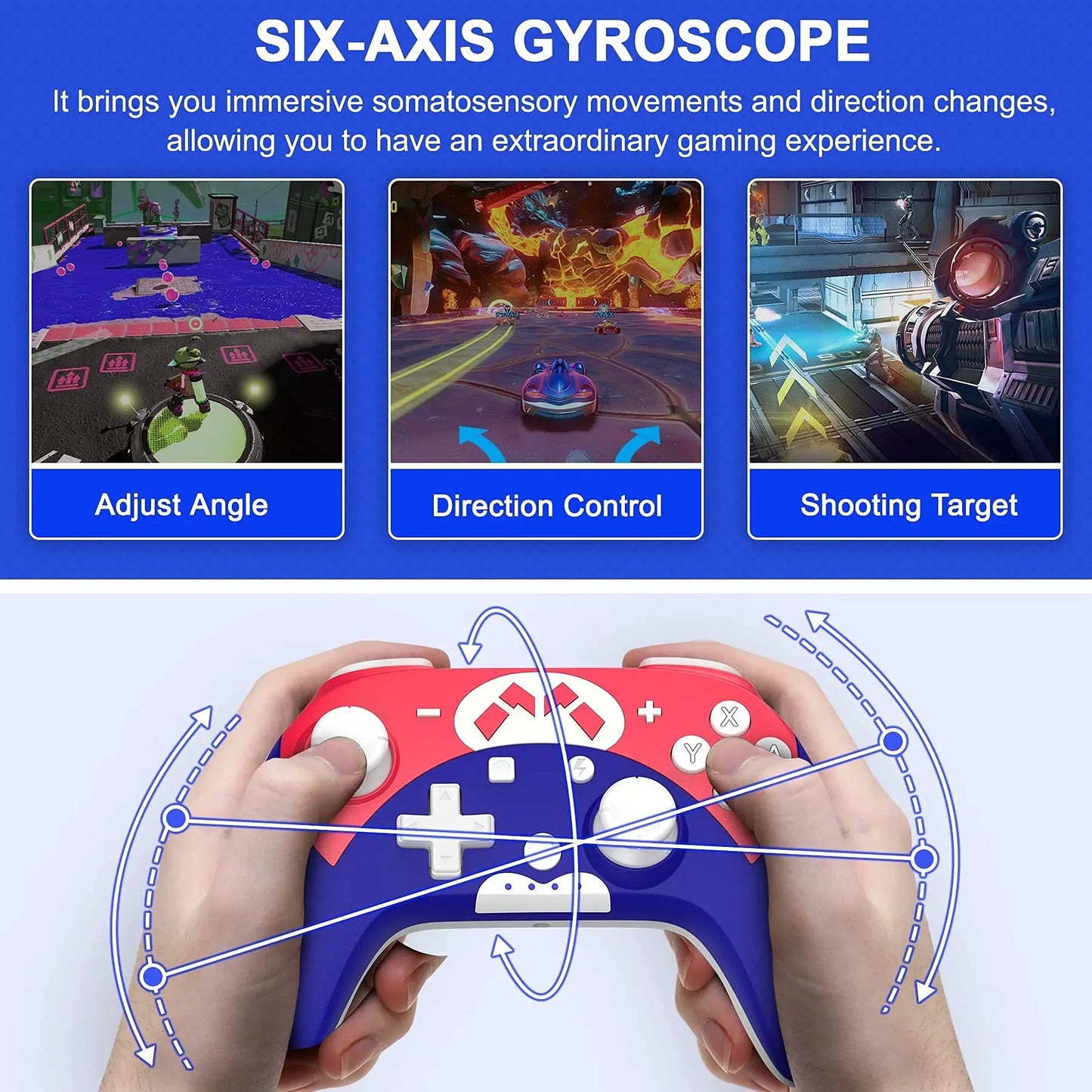 Wireless Switch Pro Controller for Switch 1/Switch 2/Lite/OLED, Bluetooth Control with Turbo/6-axis Gyro/Vibration Good Vibrations