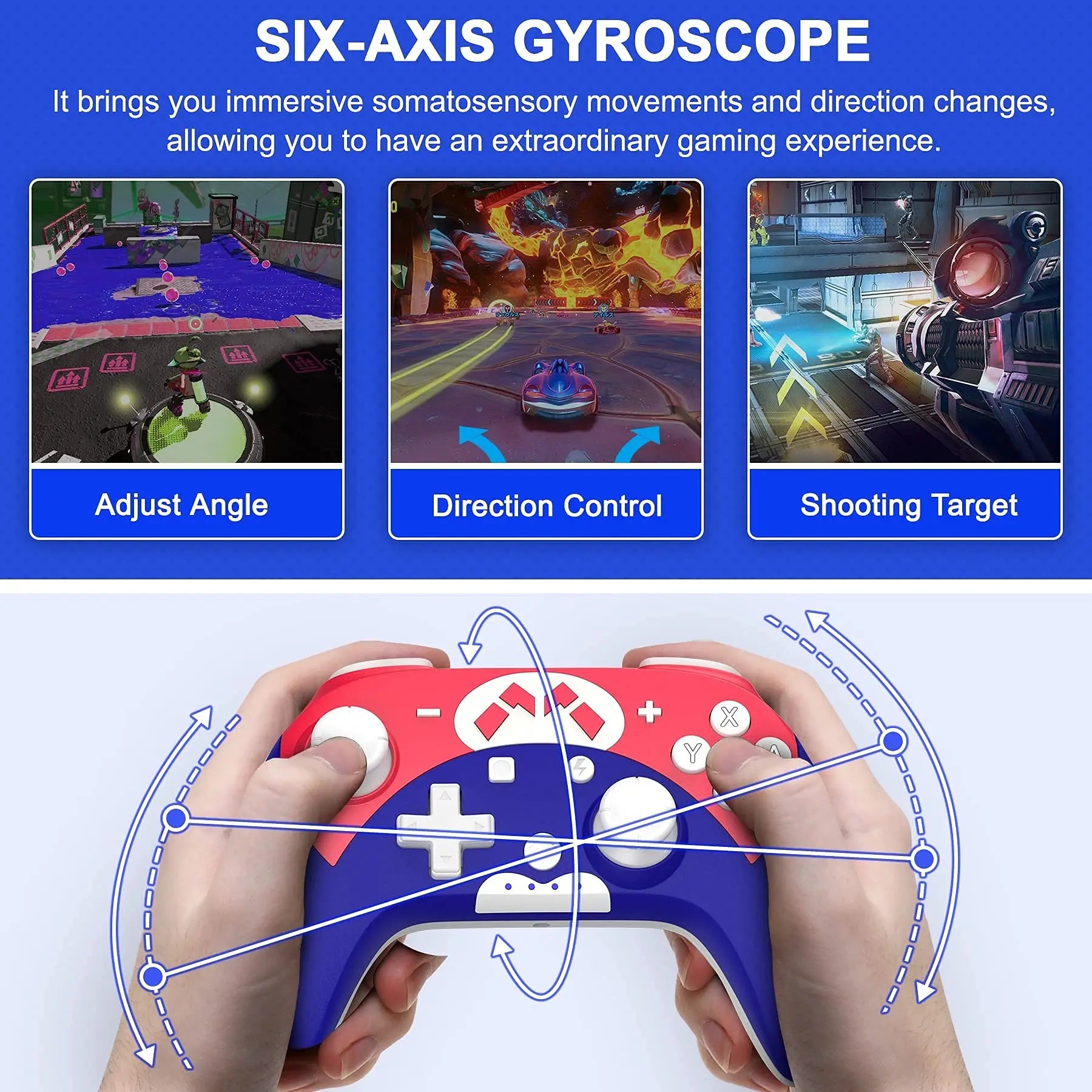 Wireless Switch Pro Controller for Switch 1/Switch 2/Lite/OLED, Bluetooth Control with Turbo/6-axis Gyro/Vibration Good Vibrations