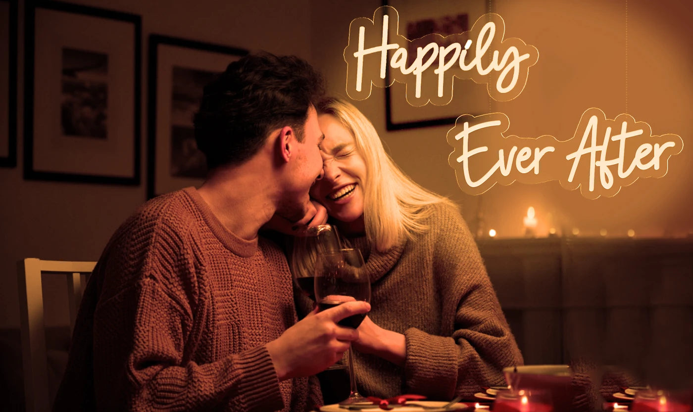 Happily Ever After Neon Sign Wedding Party Lights Event Background Decorative Lights Dimmable Good Vibrations