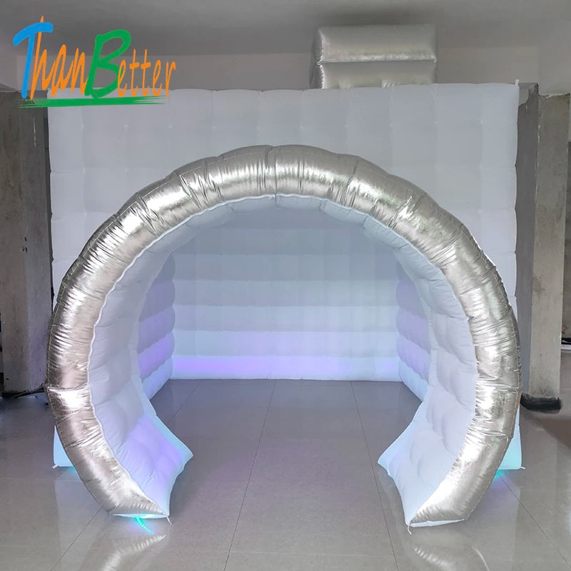 Gold Silver Black White New Style Camera Shape Wedding Party Inflatable Photo Booth Tent Cabin PhotoBooth With Multi Color LED Good Vibrations