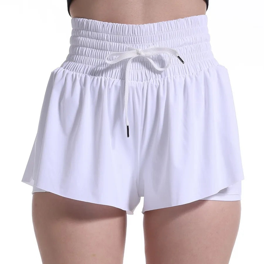 High Waist Butterfly Shorts Women Spandex Flowy Gym Yoga Athletic Workout Running Shorts Tennis Skirt Comfy Golf Skort Wear Good Vibrations