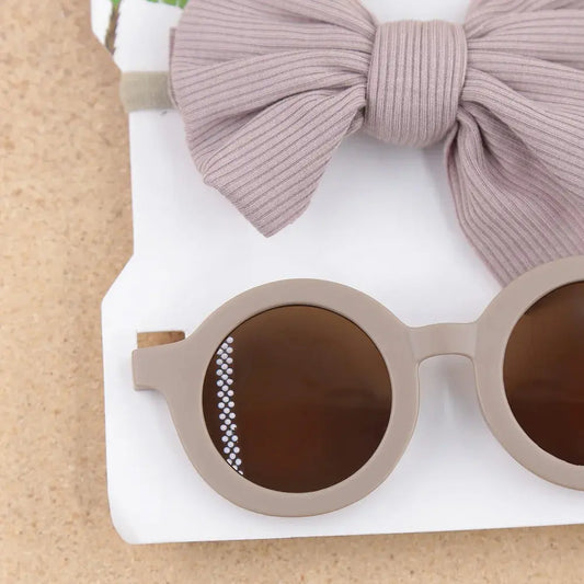 2Pcs/Set Baby Round Sunglasses Children Vintage Sun glasses UV400 Protection Classic Kids Shade Eyewear Summer Hair Accessories Good Vibrations