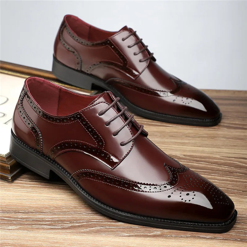 Fashion New Men's Pointed Green White Casual Brogues Oxford Shoes Male Wedding Dress Homecoming Formal Wedding Formal Footwear