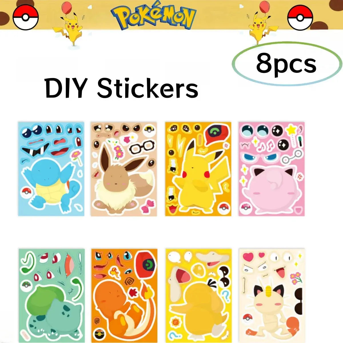 Pokemon Birthday Party Decorations Pikachu DIY Sticker Tableware Plate Tablecloth Baby Shower Kids Favors Gifts Party Supplies Good Vibrations
