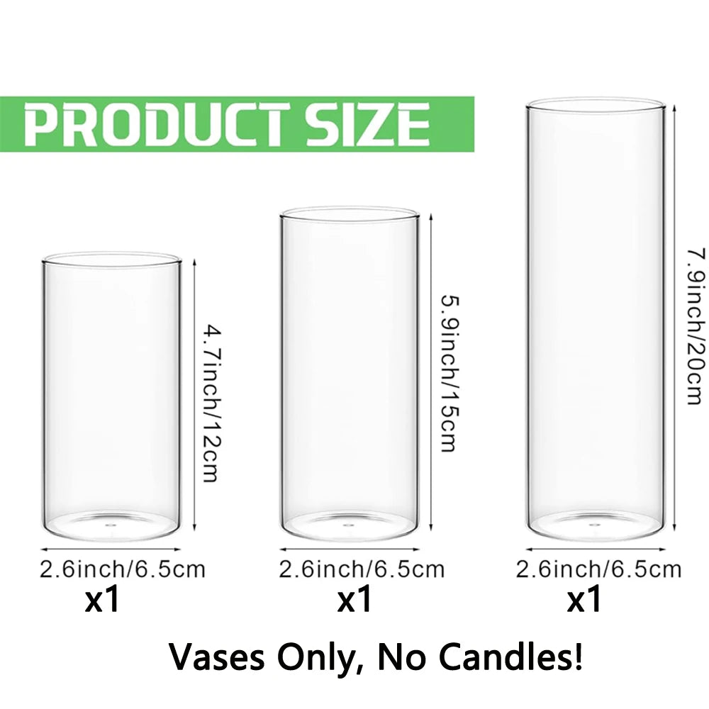 Glass Cylinder Vases Clear Cylinder Candle Holders for Slim Pillar Candles Wedding Centerpieces Wedding Candle Holders Good Vibrations