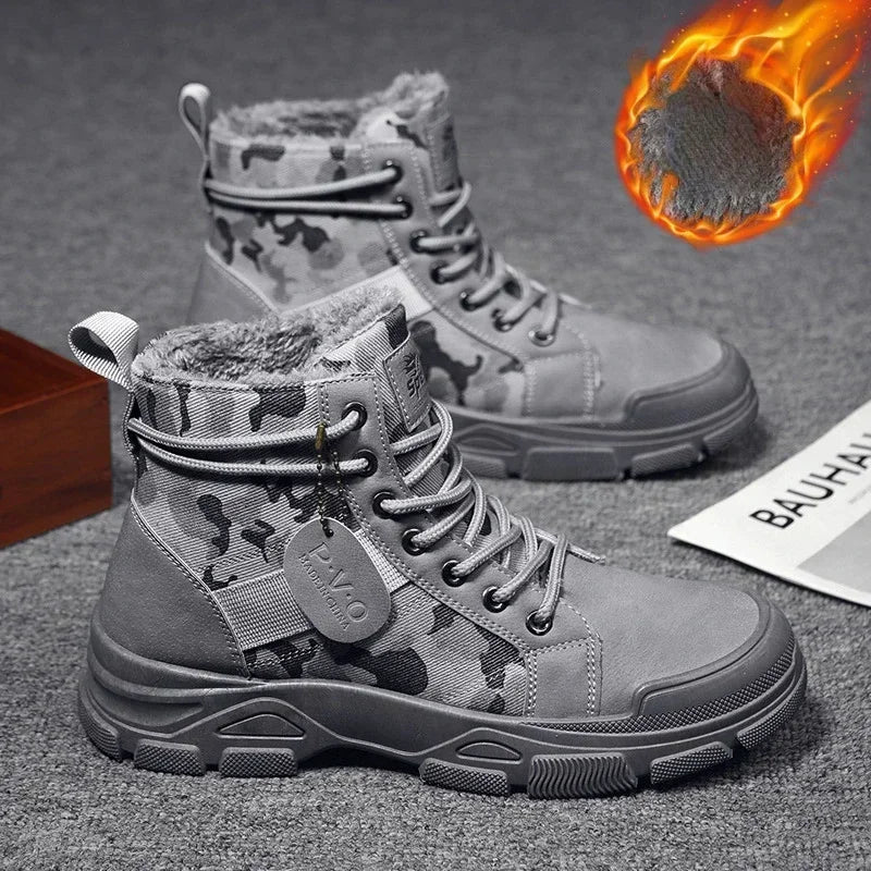 Camouflage Boots for Men Autumn Winter Platform Boots Outdoor High-top Shoes Men Ankle Boots Buty Robocze Meskie Good Vibrations