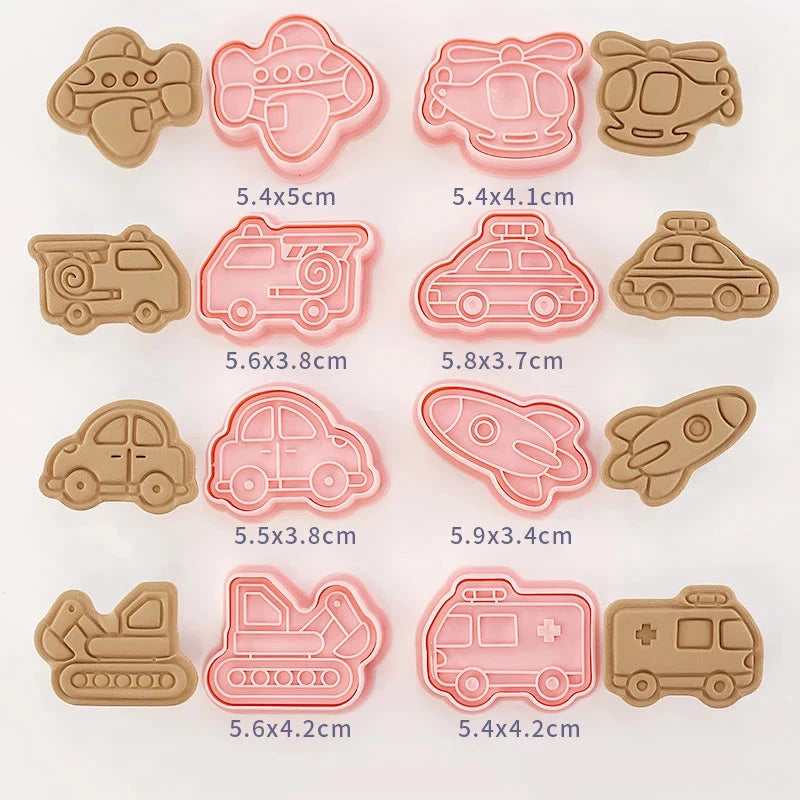 8 Pcs/set Cookie Cutters Plastic 3D Cute Cartoon Pressable Biscuit Mold Cookie Stamp Kitchen Baking Pastry Bakeware Good Vibrations