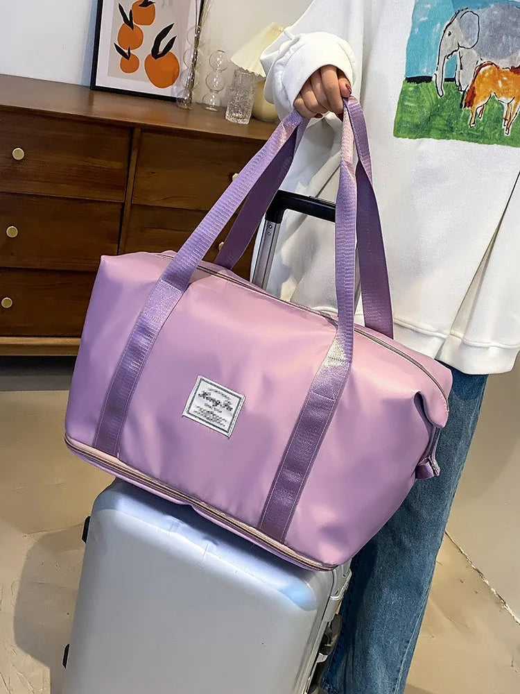 Carry On Travel Duffle Bag Waterproof Sports Gym Tote Bags for Women Large Capacity Storage Luggage Handbag Good Vibrations