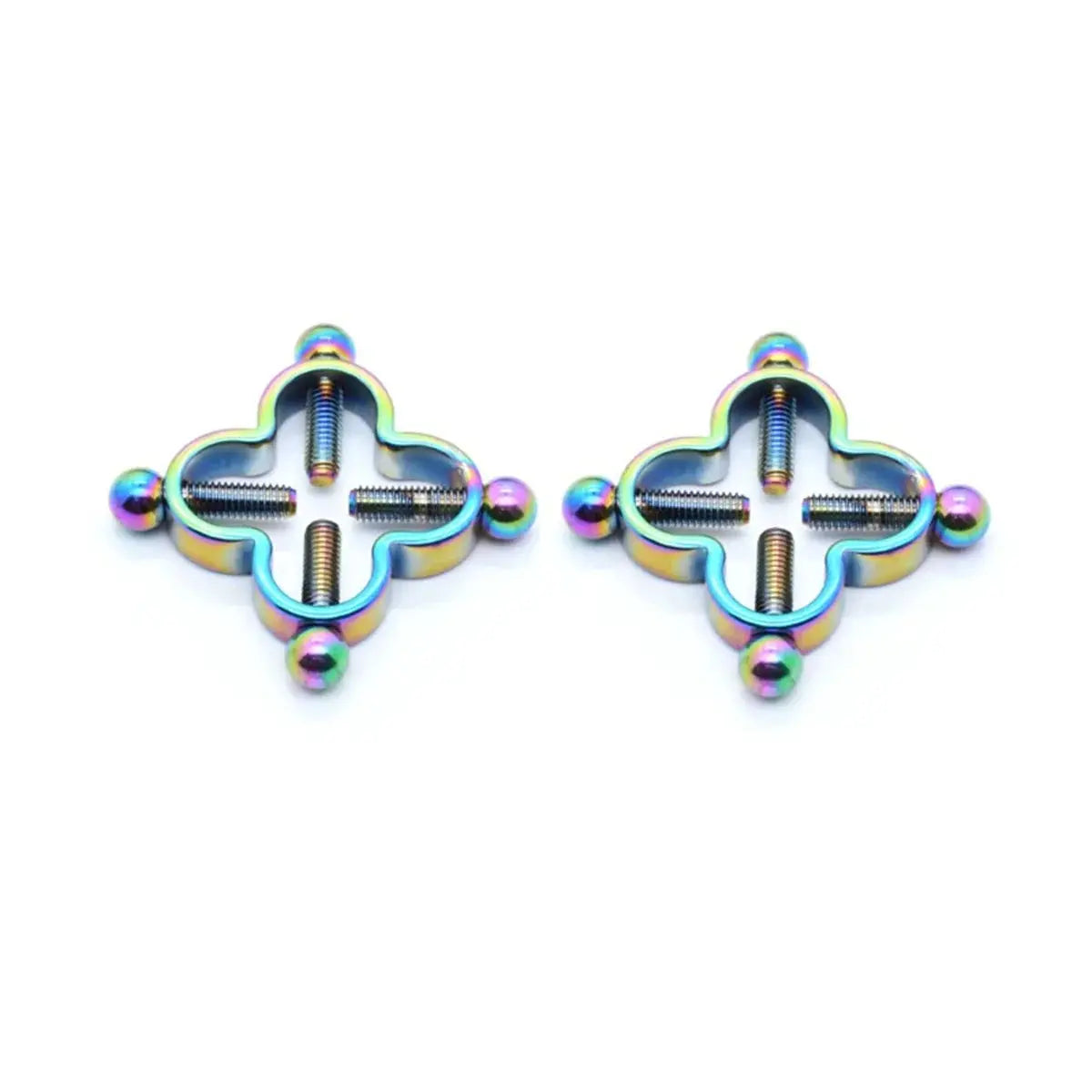 2Pcs 316L Stainless Steel Adjustable Nipple Rings for Women, Star Shaped Flower Shaped Clip On Nipple Ring Fake Piercing Jewelry Good Vibrations Adult Super Store