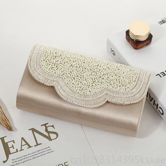 Pearl Clutch Purse Elegant Solid Color Shoulder Bag Cosmetic Phone Bag For Women Wedding Banquet Party Fashion Chic Good Vibrations