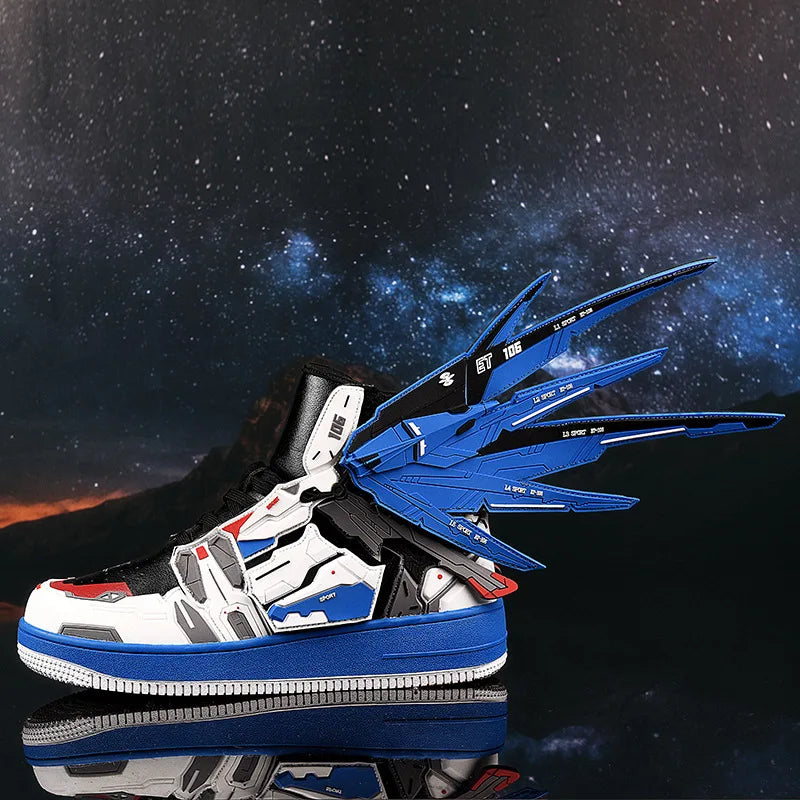 Lynjacye Cosplay Mid Cut Basketball Boots Unisex Mechanical Style Athletics Sport Trainer Tennis Basketball Shoes Good Vibrations