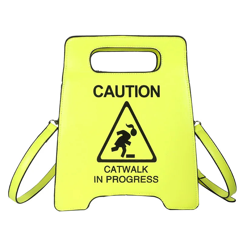 Novelty Stop Sign Purse Tote Pu Leather Handbags Women Fashion Caution Catwalk In Progress Crossbody Bag Messenger Purses Good Vibrations