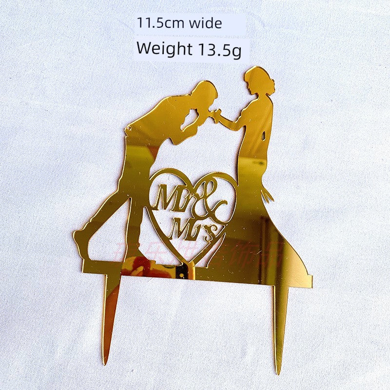 Valentine's Day Cake Plug-in Wedding Anniversary Wedding Proposal Acrylic Cake Insertion Dress up Card Baking Ornaments Good Vibrations