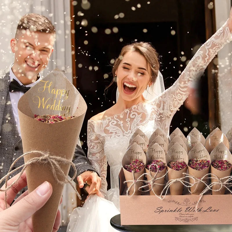 Kraft Paper Wedding Tray Confetti Cone Stand Box Tray Rustic Wedding Decoration Wedding Confetti Cones Wedding Cones  Set supply Good Vibrations