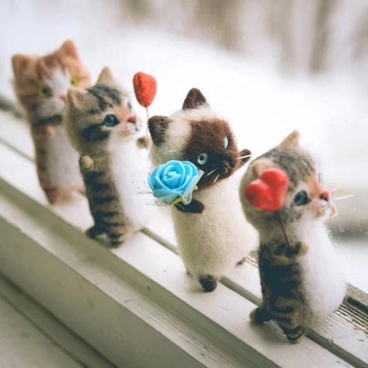 Cute and Interesting handmade toys DIY wool felt cat kits unfinished plush doll poking music toy gift Non-finished product Good Vibrations