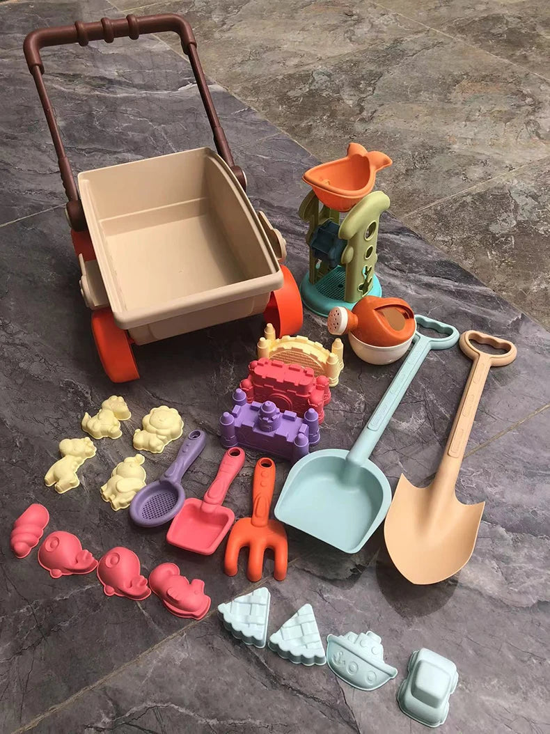 Kid Trolley Beach Play Toy Sandbox Shovel Animal Molds Beach Accessories Dig Sand Toy Outdoor Seaside Water Game Kid Fun Gift Good Vibrations