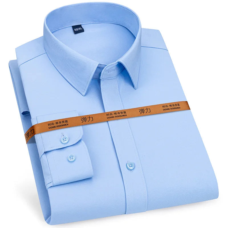 Men's long sleeved shirt formal spring and summer thin business leisure high-quality non-ironing breathable work clothes Good Vibrations