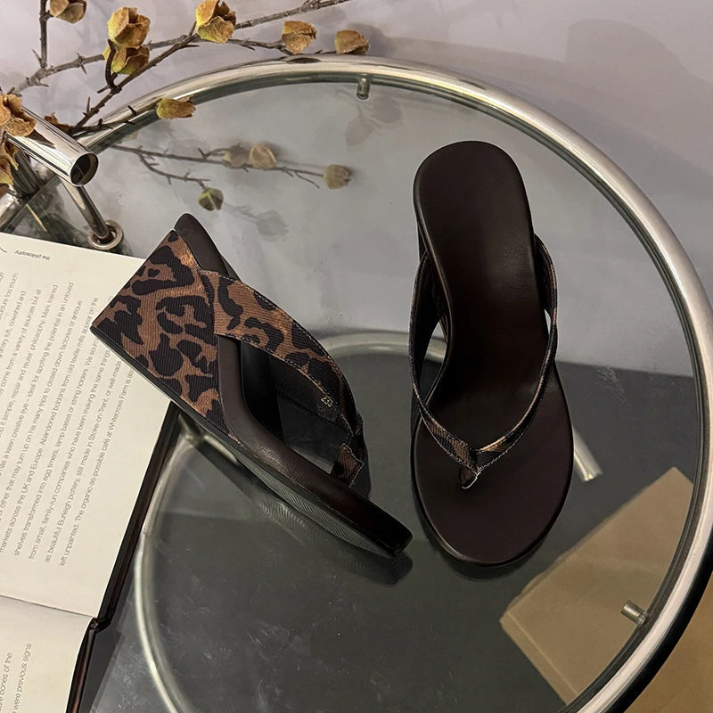 Wedges Women Slippers High Heels Clip Toe Fashion Shoes Designer Woman's Sandals Summer 2025 Flip Flops New Sandalias De Mujer Good Vibrations