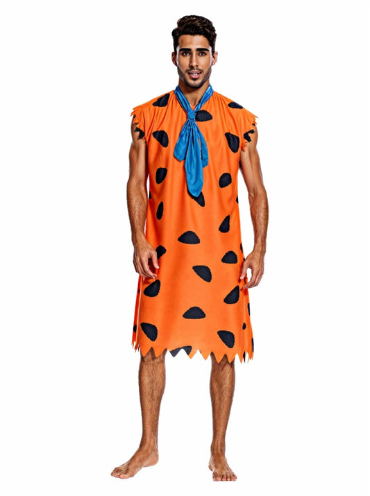 Purim Carnival Party Halloween Costumes Adult Man Primitive Savages Costume Men Fred Flintstones Stone Age Cosplay Good Vibrations