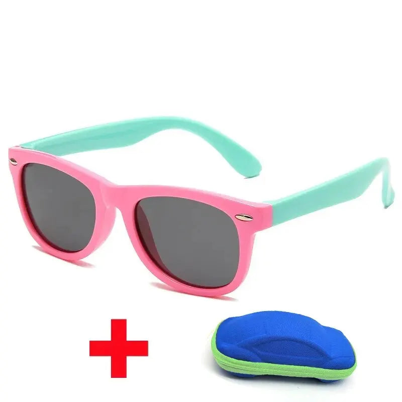 Baby Sunglasses with Glasses Box Boys Girls Outdoor Goggles Sun Glasses AC Lens Safety Glasses and Cases Gift for Kids Good Vibrations